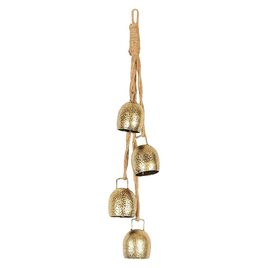 Styleonme Decorative Bells, Christmas Decor, Huangma Hanging Rope Metal Decorative Bull Bells, 4-... | Amazon (US)