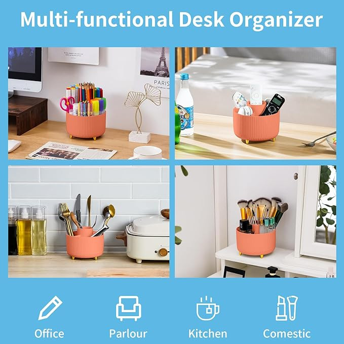 Marbrasse Desk Organizer, 360-Degree Rotating Pen Holder for Desk, Desk Organizers and Accessorie... | Amazon (US)