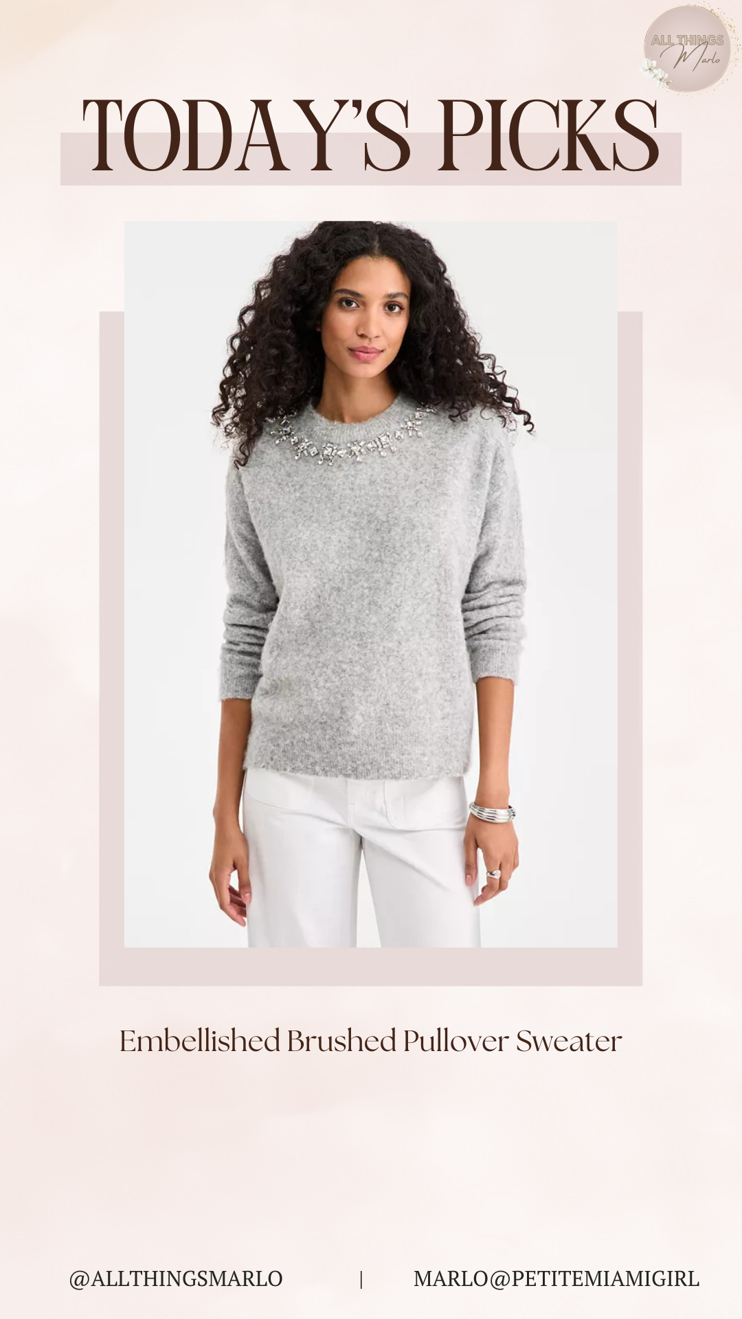 Embellished Brushed Pullover Sweater 

 #LTKootd #LTKSeasonal #LTKOver40