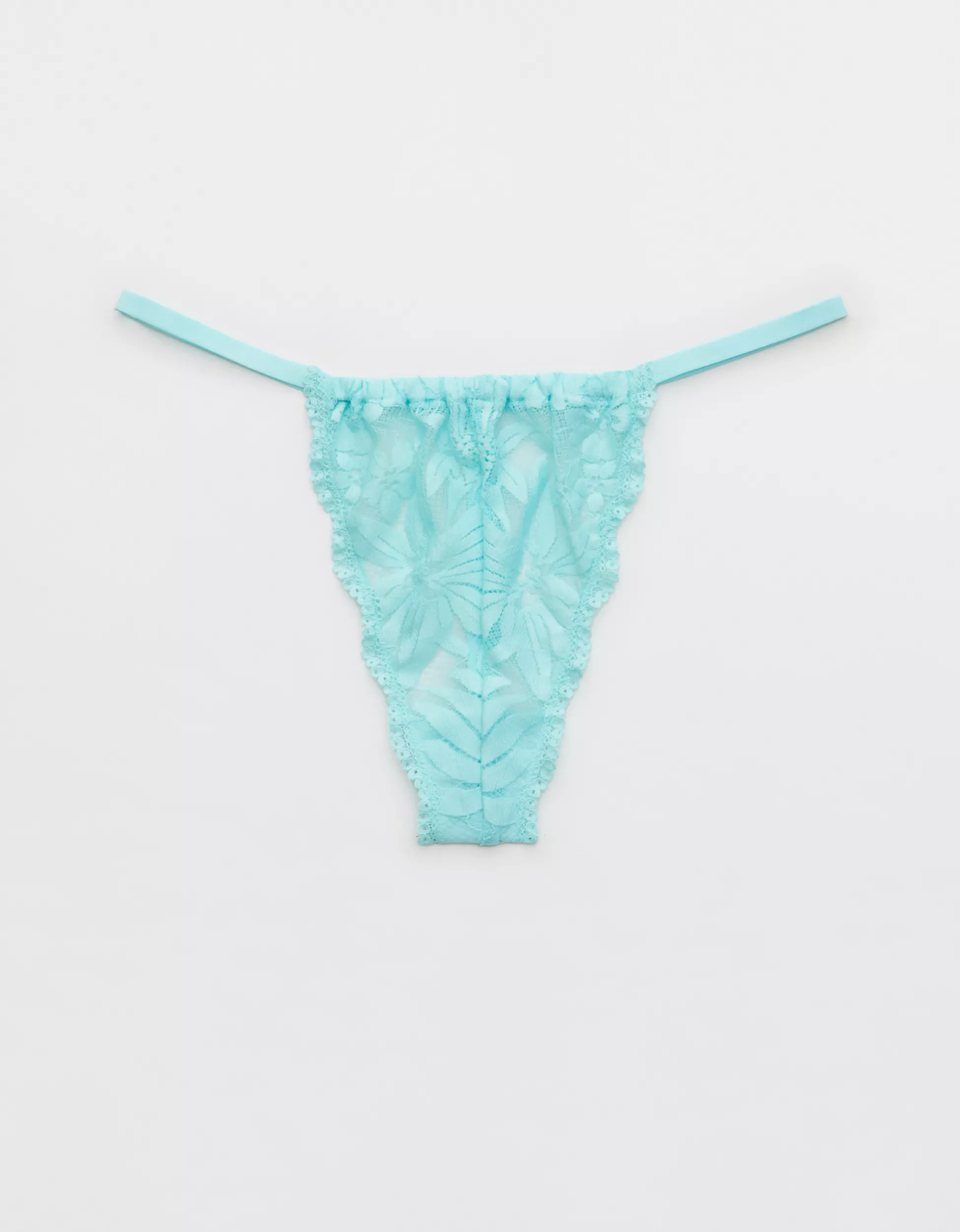 Aerie Hibiscus Lace Ruched String Thong Underwear | American Eagle Outfitters (US & CA)