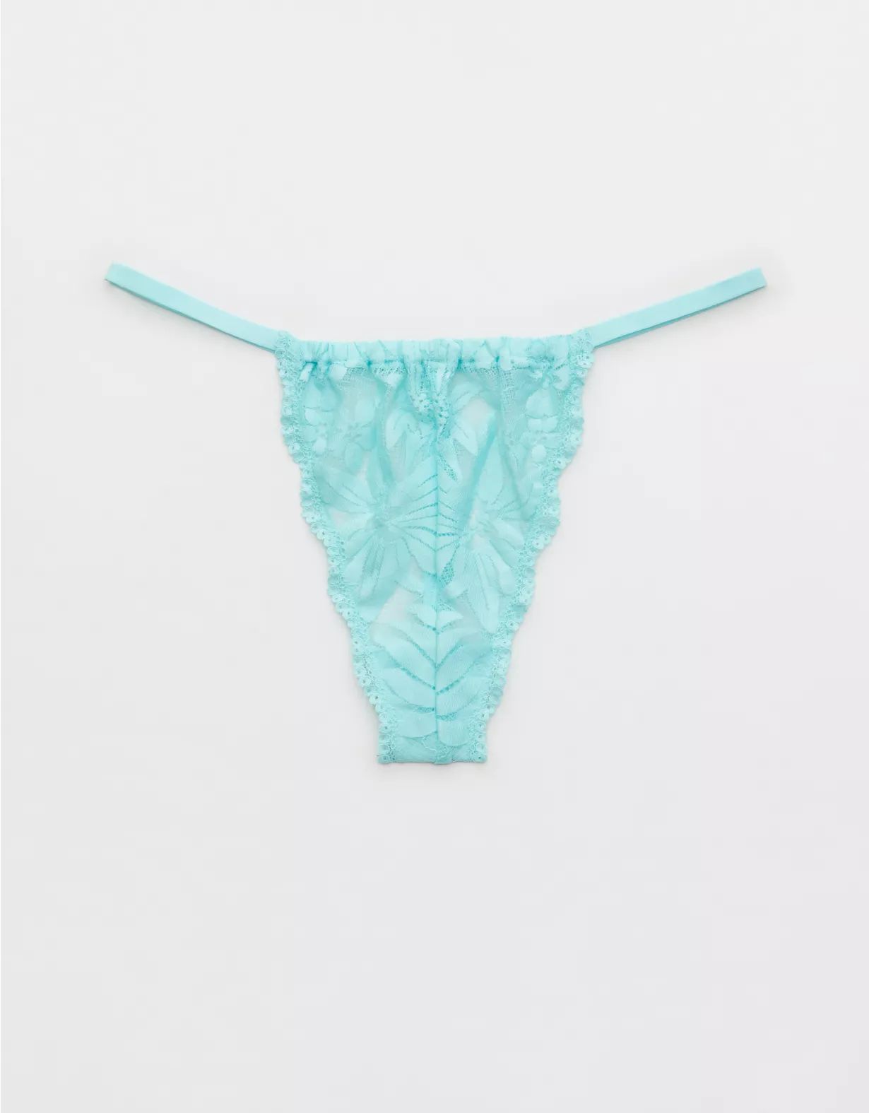 Aerie Hibiscus Lace Ruched String Thong Underwear | American Eagle Outfitters (US & CA)