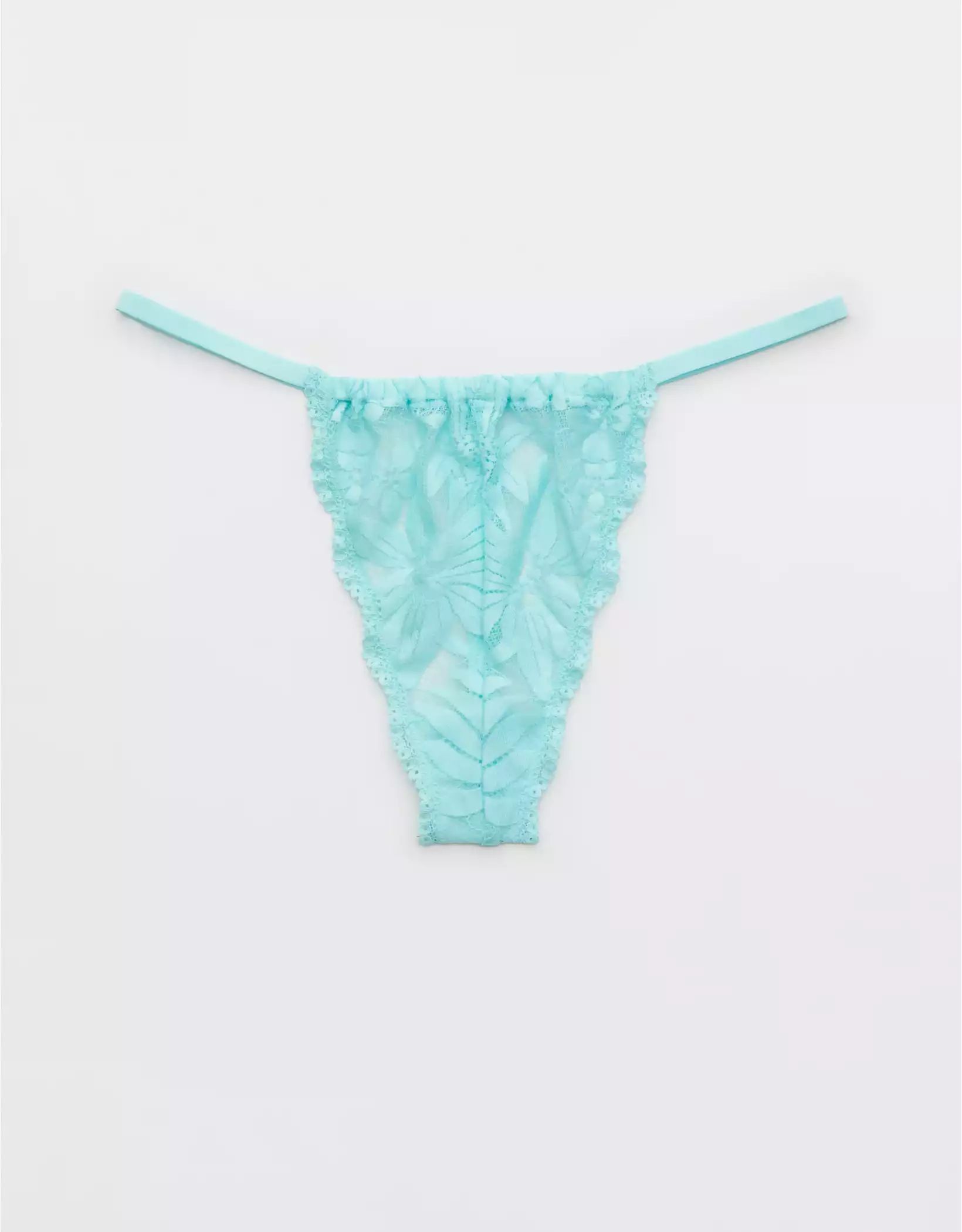 Aerie Hibiscus Lace Ruched String Thong Underwear | American Eagle Outfitters (US & CA)