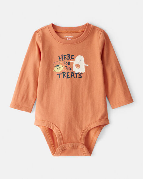 Baby Cotton Long-Sleeve Graphic Bodysuit - Orange | Carter's Inc