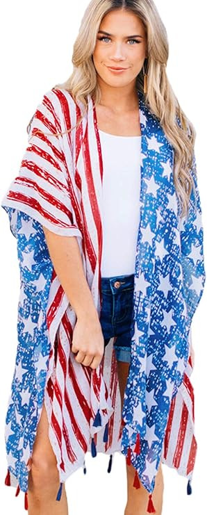 Women's Loose Kimono Cardigan Floral Print Long Sleeve Cover Up Beach Coverups Bathing Suit for W... | Amazon (US)