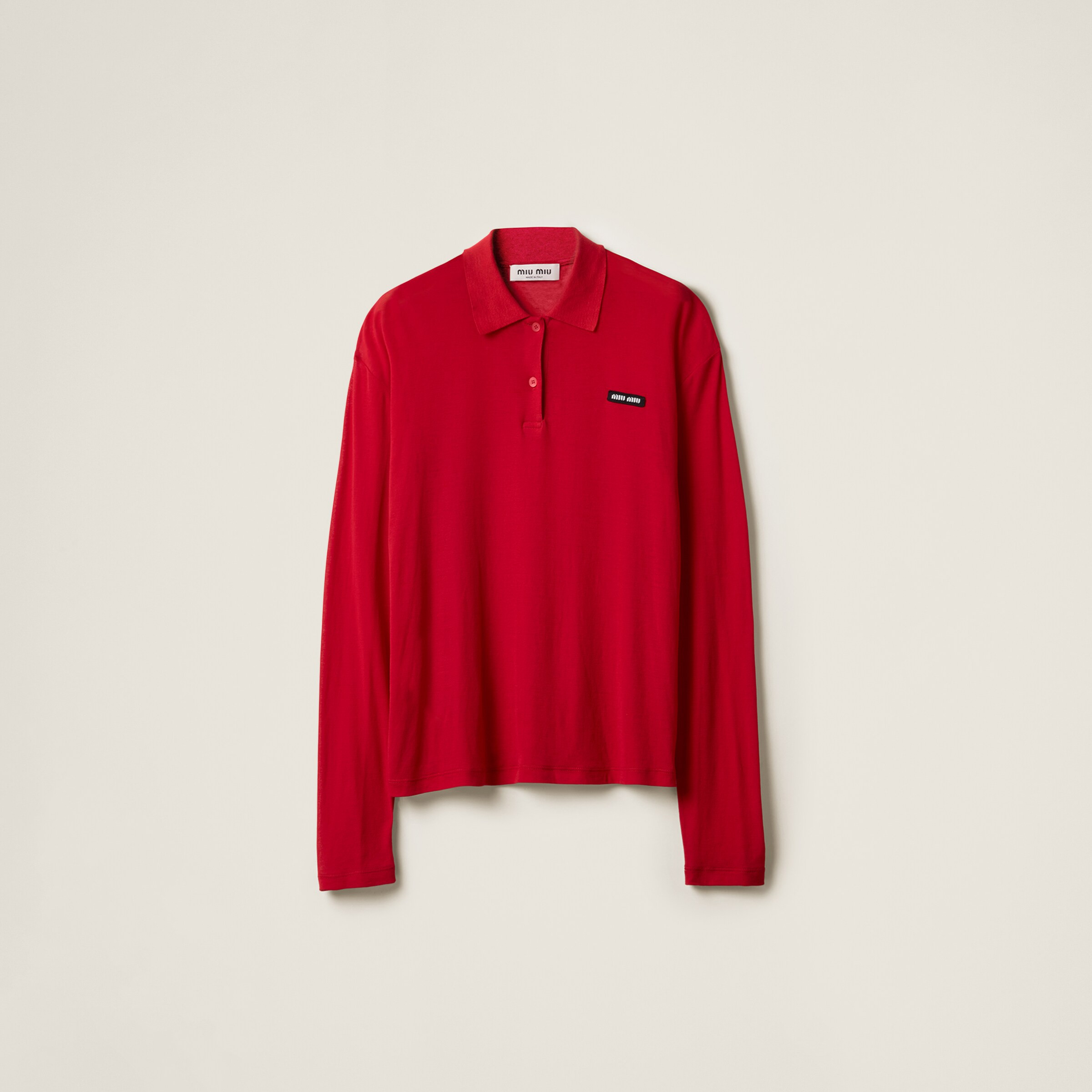 Red Ribbed Jersey Polo Shirt | Miu Miu | Miu Miu INT