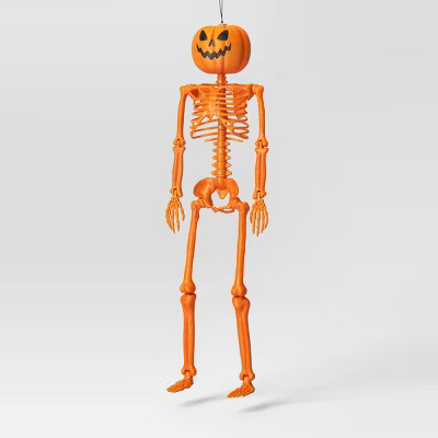 36" Poseable Pumpkin Head Skeleton Halloween Decorative Prop Orange - Hyde and EEK! Boutique™ | Target