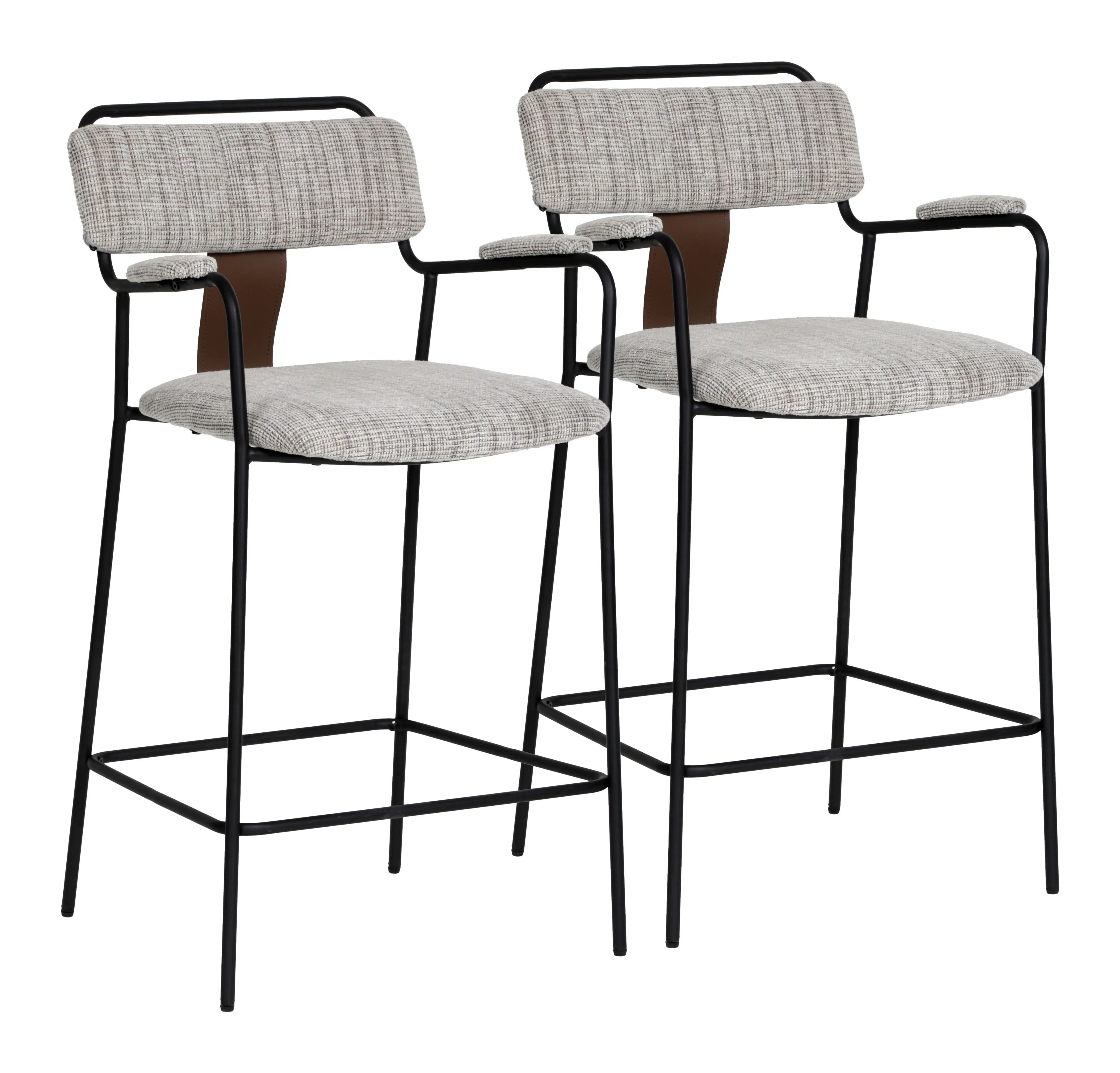 Counter Stools Set Of 2 Upholstered Bar Stools With Arms Modern Kitchen Seating Durable Steel Fra... | Wayfair North America