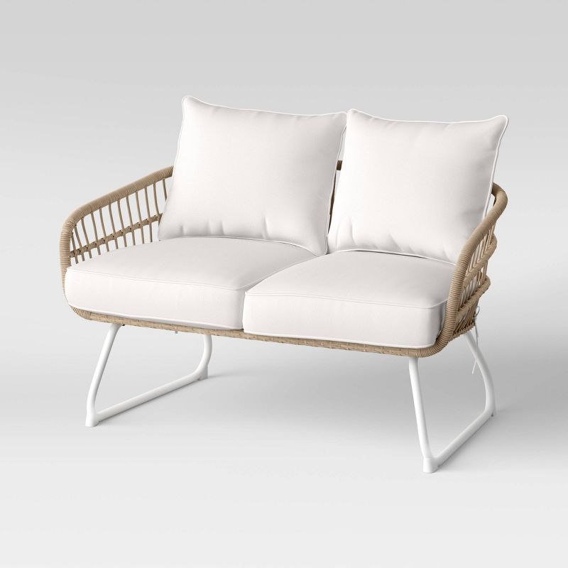 Southport Patio Loveseat with Metal Legs - Natural/White - Opalhouse&#8482; | Target