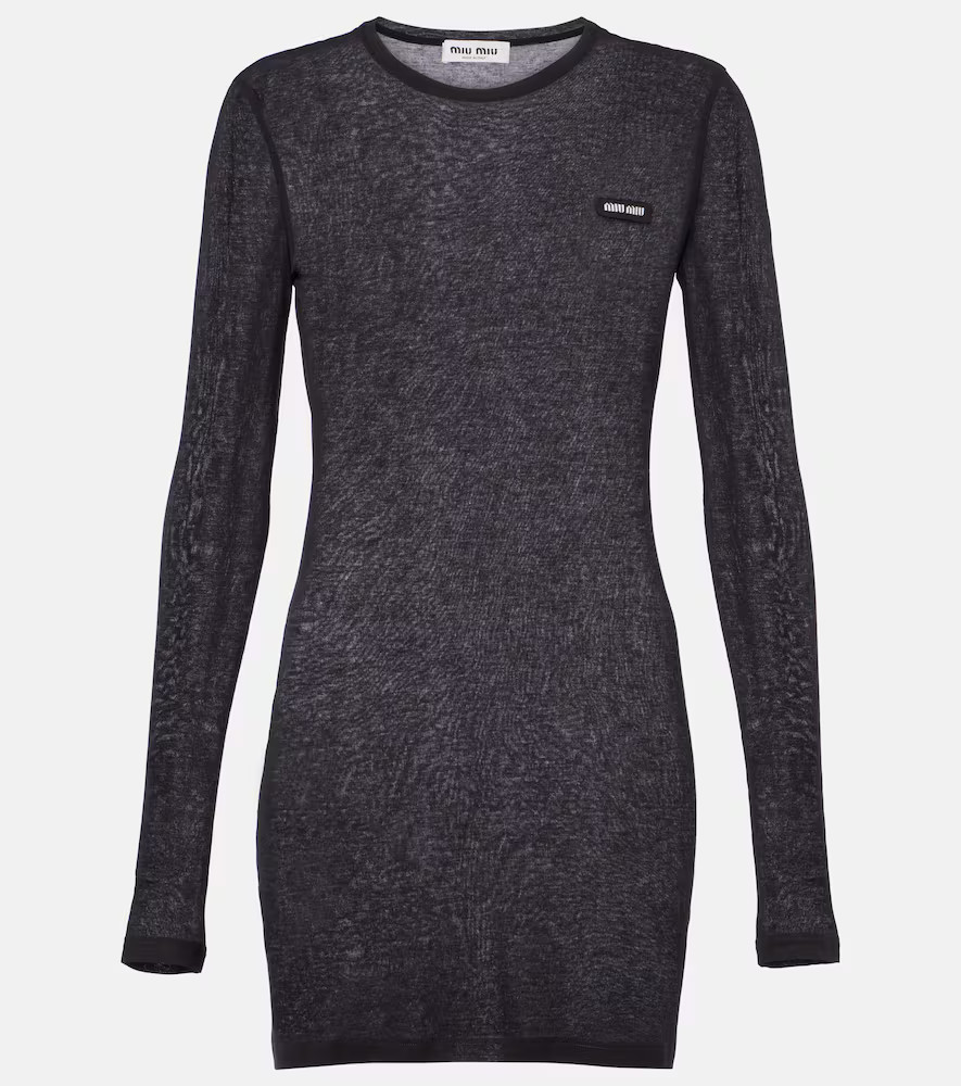 Miu Miu Logo cotton jersey minidress | Mytheresa (US/CA)