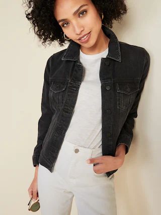 Distressed Black Jean Jacket for Women | Old Navy (US)