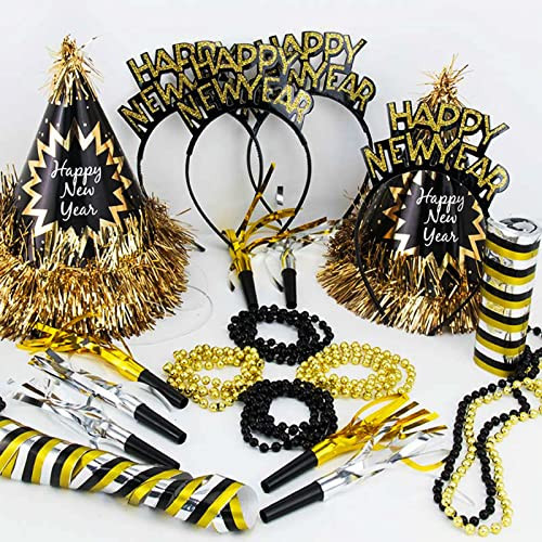 2026 Happy New Year Party Decorations 26pcs New Year's Eve Party Supplies Includes Cone Hats, Tiaras and Bead Necklaces Party Supplies for New Year | Amazon (US)