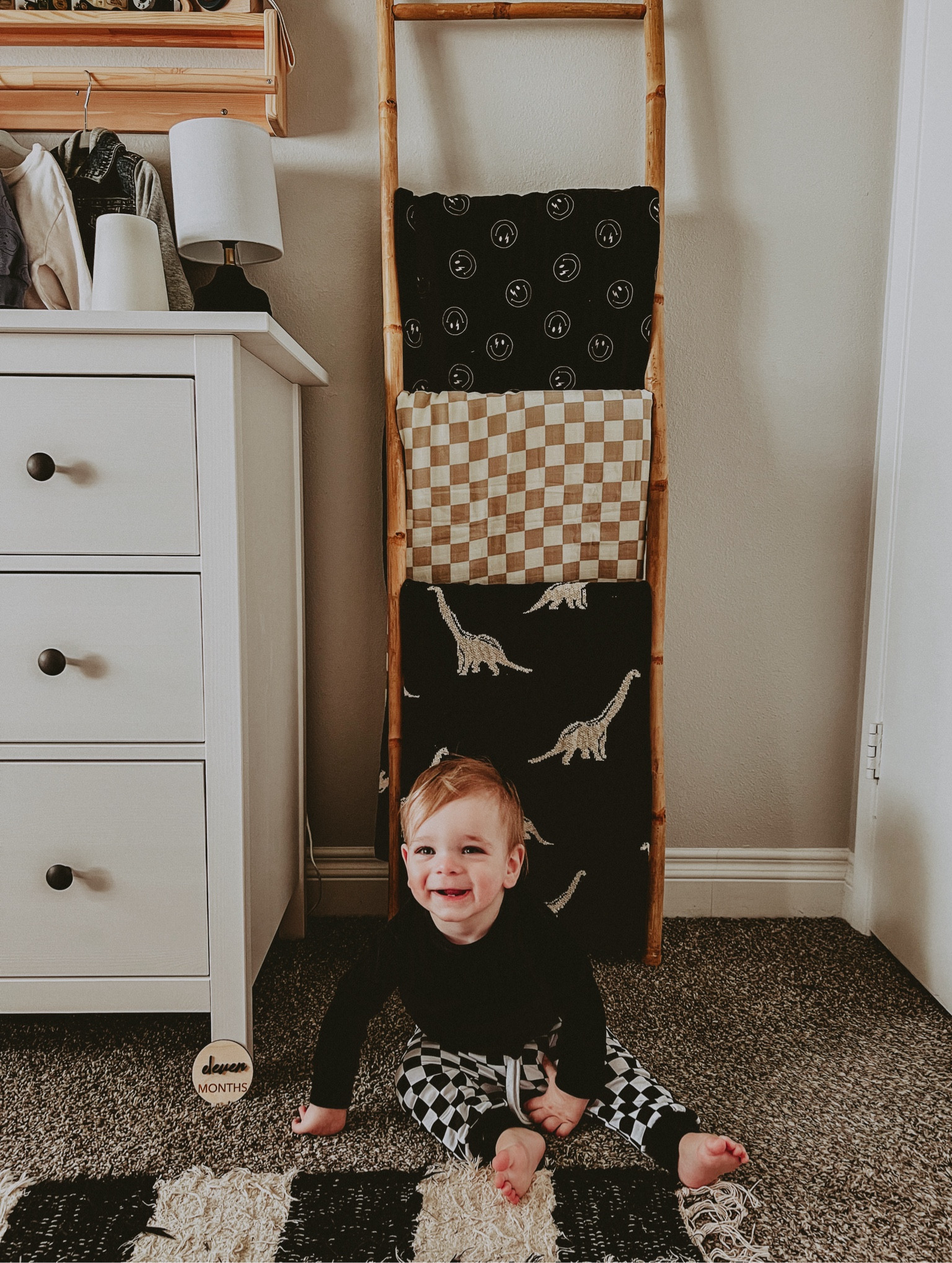 11 month milestone pic 🥹 checkered baby joggers pants, black and white nursery 🖤

#LTKbaby #LTKhome #LTKkids