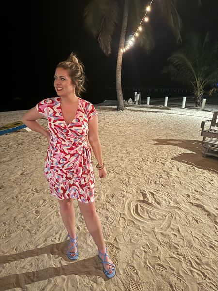 A pretty wrap dress for all occasions. I fell in love with the colors and brought up the hem line a few inches for a sassier feel. 

#LTKmidsize #LTKtravel #LTKstyletip