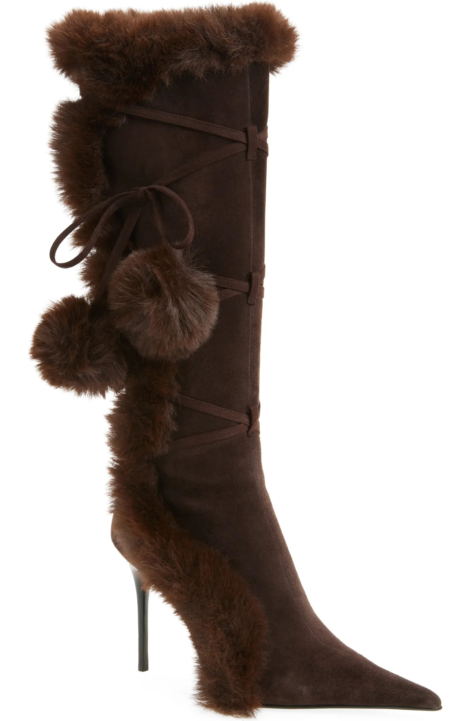 Chilly Faux Fur Trim Pointed Toe Boot (Women) | Nordstrom