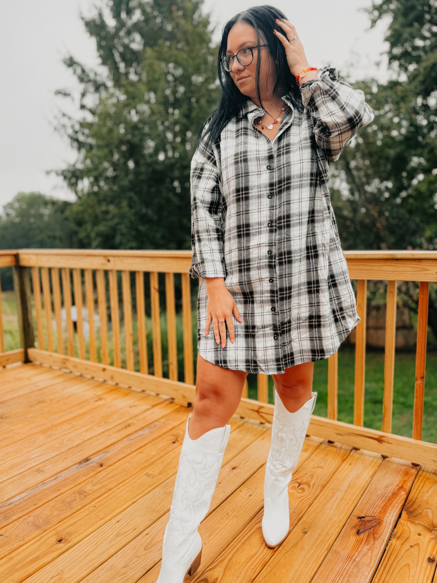 Giddy up, glam style 🤠✨
These white cowboy boots are giving main character energy and I’m not mad about it. Whether you’re headed to a fall festival, girls’ night out, or just living your best western-core life — these are the boots you NEED.

🖤 Paired with a plaid shirt dress for that effortless cozy-meets-bold vibe

#LTKMidsize #LTKFindsUnder100 #LTKSeasonal