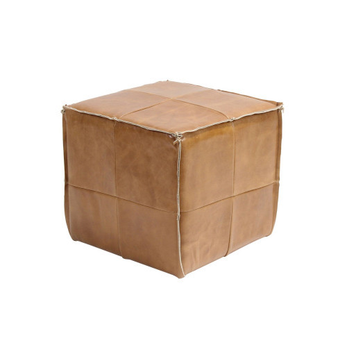 Peninsula Home Leather Cube Arg, Saddle | Gracious Style