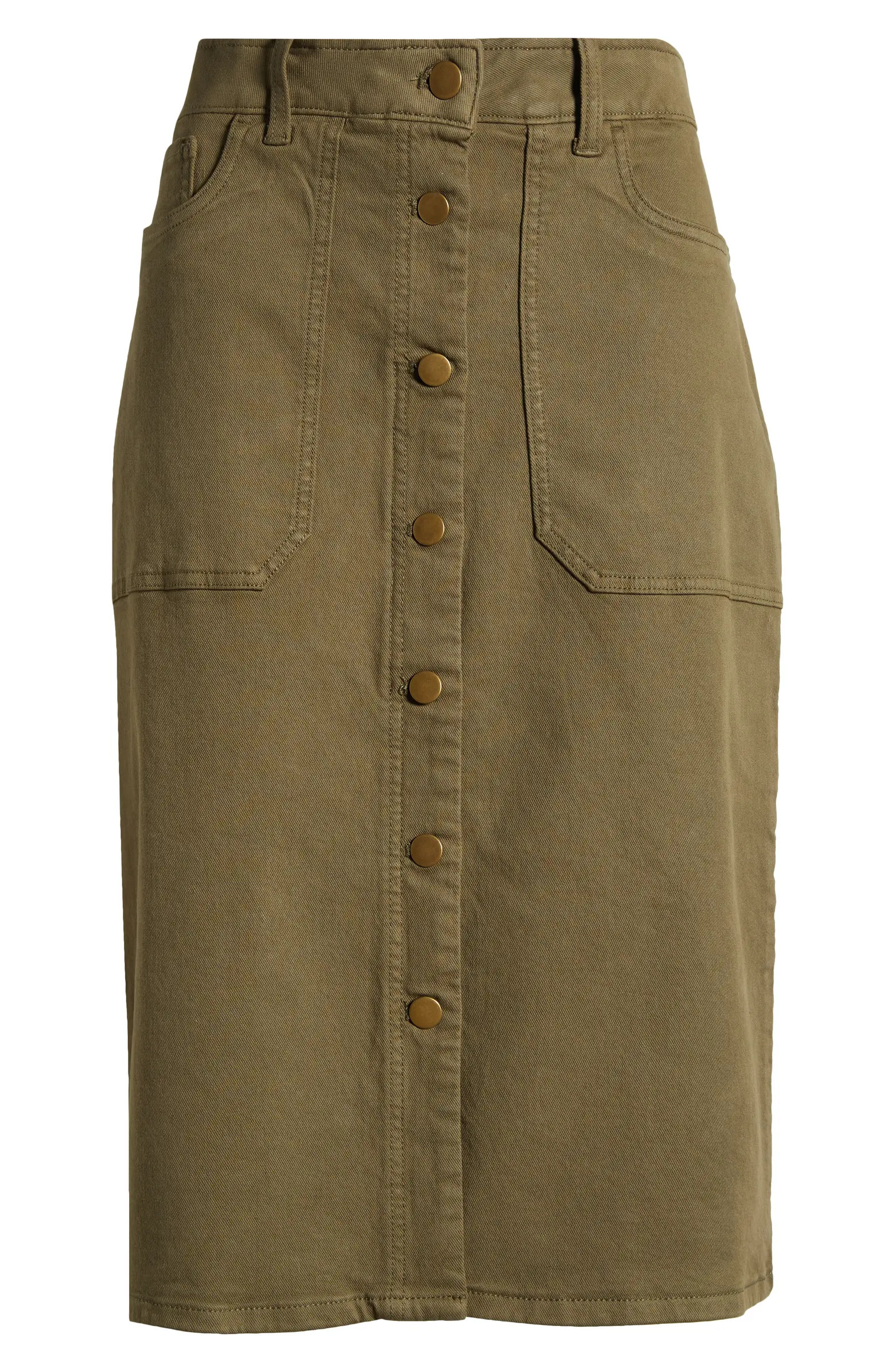 Caslon® Button Front Twill Skirt | Nordstrom | Nordstrom