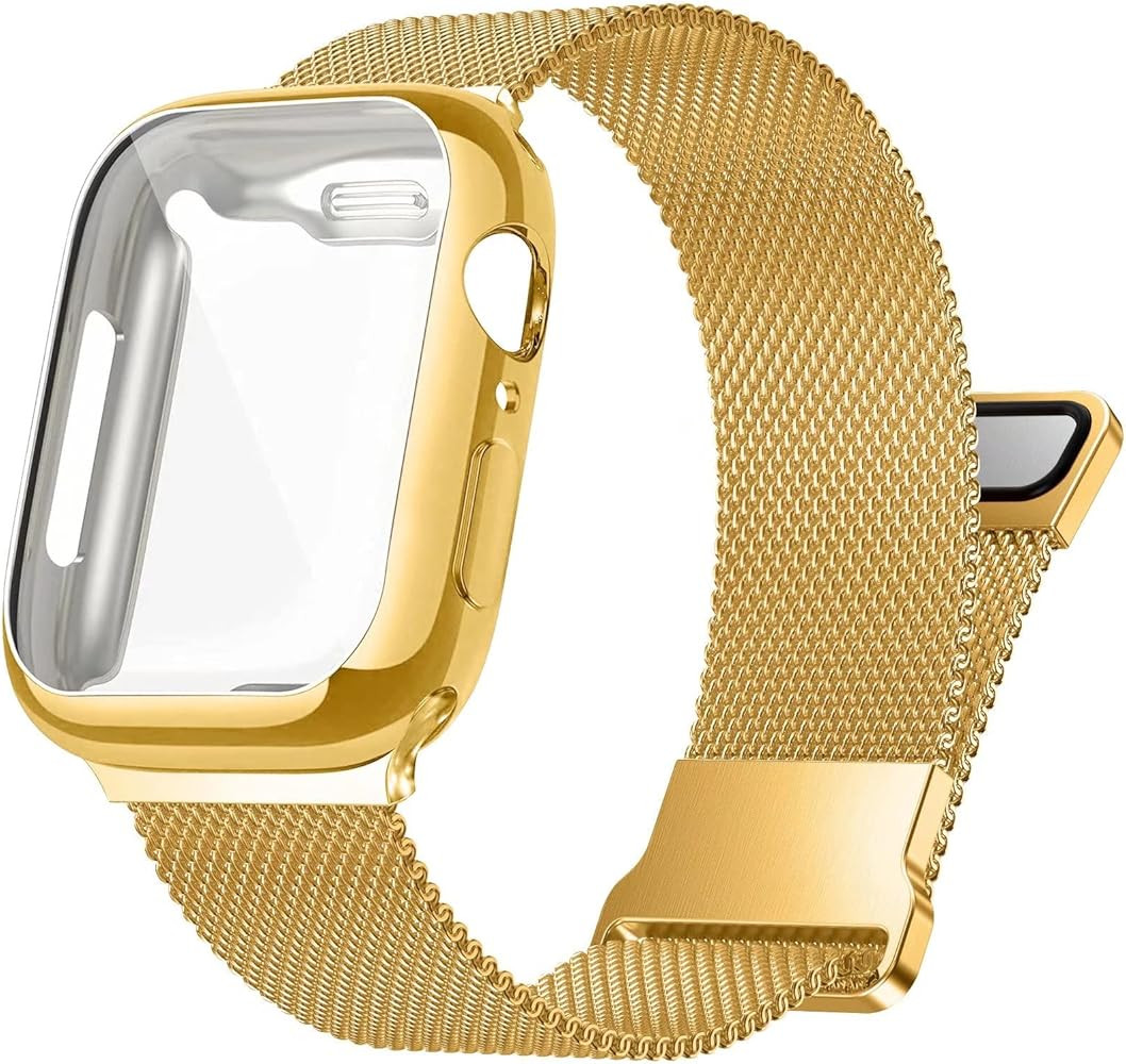 Metal Stainless Steel Bands Compatible with Apple Watch 38/40/41/42/44/45mm With Screen Protector... | Amazon (US)