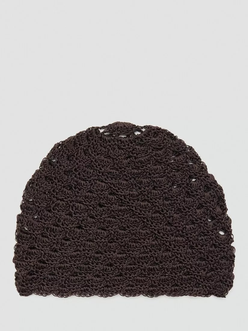 Mango Arcade Crochet Beanie, Chocolate | John Lewis (UK)