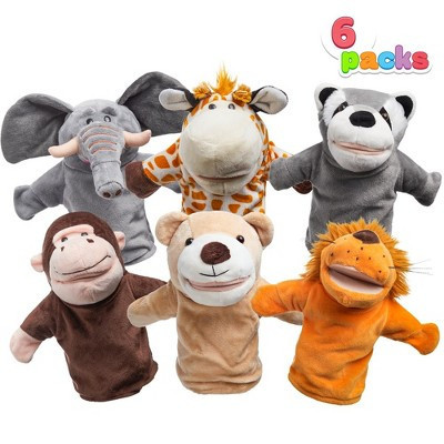 6Pcs Kids Hand Puppet Set with Working Mouth, Toddler Animal Plush Toy Includes Elephant, Giraffe, Lion, Bear, Raccoon and Monkey for Show Theater | Target