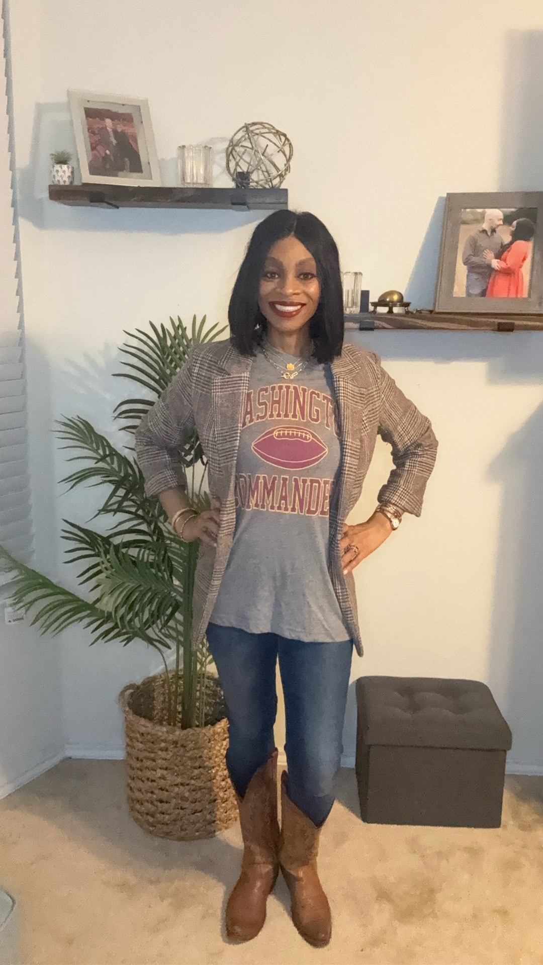 Game Day Outfit 🏈✨
Today is game day for the Washington Commanders! Wearing my Commanders t-shirt from Homage and paired it with a plaid blazer and my favorite western boots for a cozy yet game-ready look. Linking my shirt and similar items so you can recreate this fit too!

✨ Tap to shop my game day look and snag similar styles—perfect for cheering on your team in style!

#LTKGameDay #LTKFinds #WashingtonCommanders #HomageTee #GameDayOutfit #LTKFallStyle

#LTKOver40 #LTKStyleTip #LTKFindsUnder50