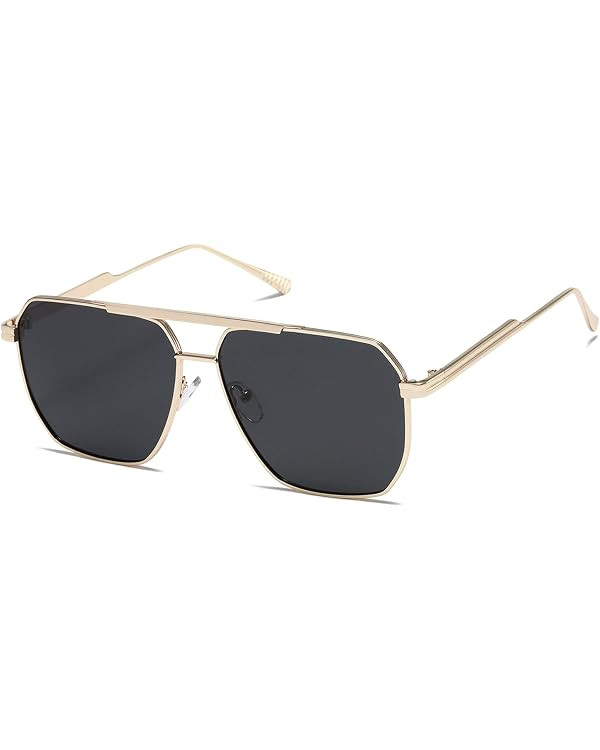kimorn Polarized Sunglasses Womens Men Retro Oversized Square Vintage Shades Classic Large Metal ... | Amazon (US)