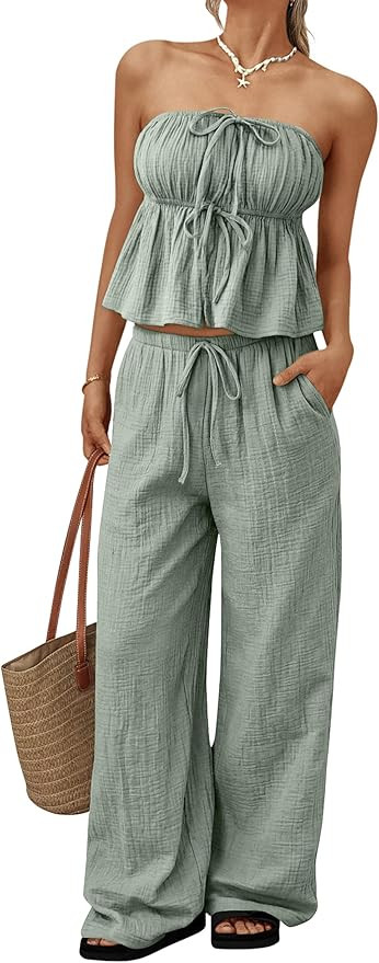 LILLUSORY 2 Piece Sets for Women Summer 2026 Vacation Travel Beach Outfits Lounge Matching Casual... | Amazon (US)