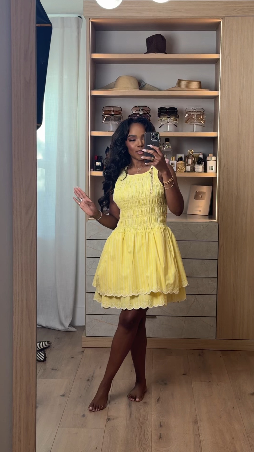 Hi Babes!

This butter yellow mini dress is the definition of soft feminine summer energy ☀️ The smocked bodice is SO flattering on a curvy petite body because it hugs without squeezing, and the bubble hem gives that designer-inspired playful shape while still feeling super wearable. The pastel yellow against bronzed skin is honestly chef’s kiss.

I love pieces like this because they already make the outfit feel styled with minimal effort — just add gold jewelry and a cute sandal or heel and you’re done.

Where to wear this:
• Summer brunch dates
• Vacation dinners
• Baby showers or bridal events
• Resort nights
• Girls day out or rooftop drinks

Undergarments: nude seamless underwear recommended. The smocked top is supportive enough to go braless for most girls, but sticky cups would work perfectly too.

Everything is linked below

xx Kira | IG: KirasFashionFinds

34D - 27 - 40 • Size Small or 4

#LTKvlog #LTKootd #LTKgrwm