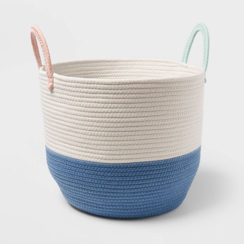 Large Color Block Coiled Rope Storage Basket Blue/White - Pillowfort™ | Target