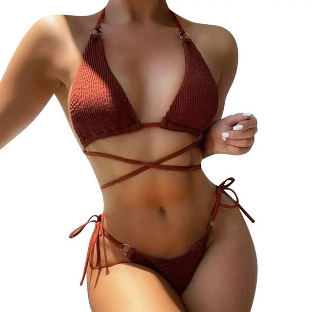 XIUH Bikini Set for Women Women Crisscross Slimming High Waist Bikini Mesh 2 Piece Swimsuits Wome... | Walmart (US)