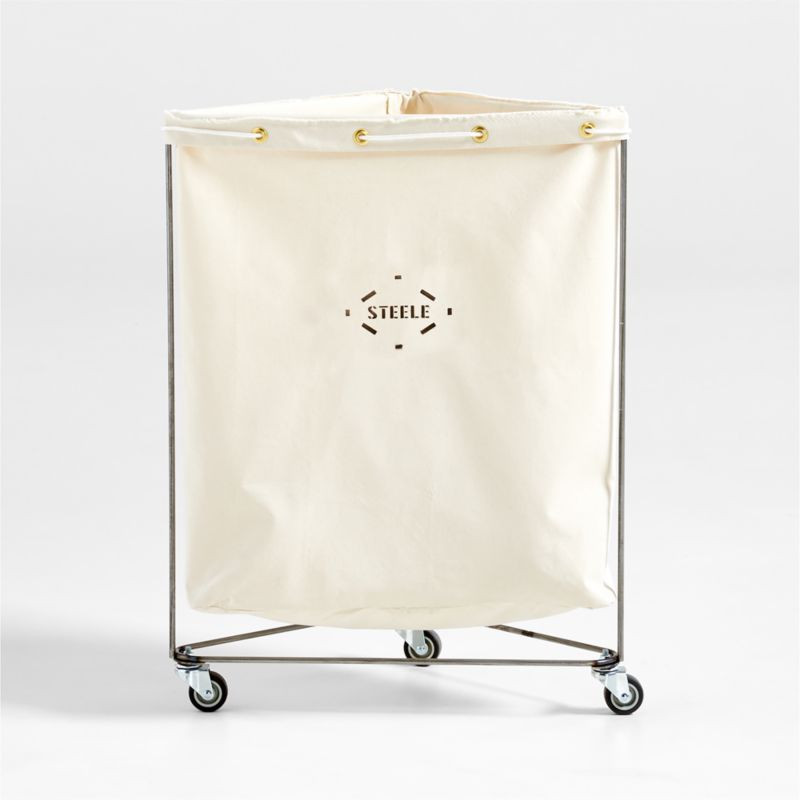 Steele Canvas 2.5 Bushel Corner Laundry Hamper + Reviews | Crate & Barrel | Crate & Barrel