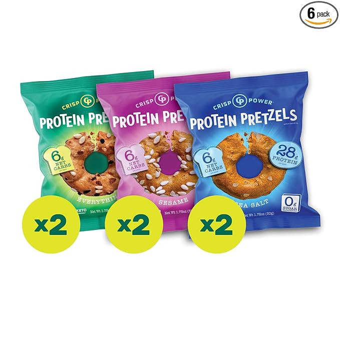 Crisp Power High Protein Pretzel Crisps - 6 Pack x 1.75 oz Crunchy & Flavorful Plant-Based Snack.... | Amazon (US)