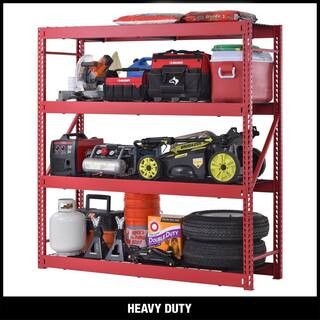 4-Tier Industrial Duty Steel Freestanding Garage Storage Shelving Unit in Red (77 in. W x 78 in. ... | The Home Depot