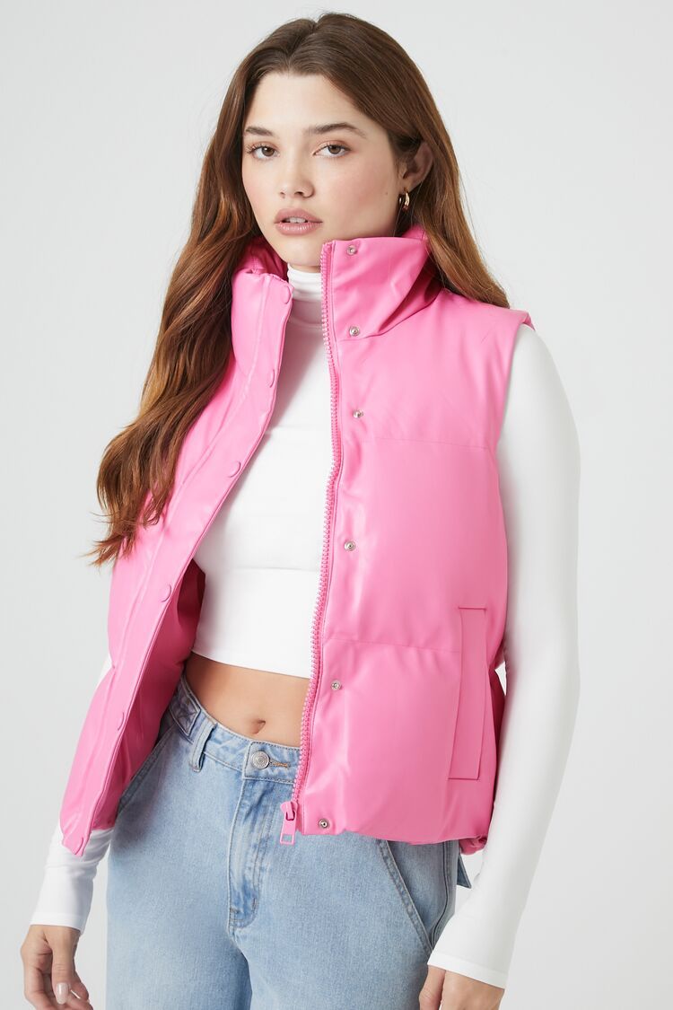 Faux Leather Quilted Puffer Vest | Forever 21 (US)