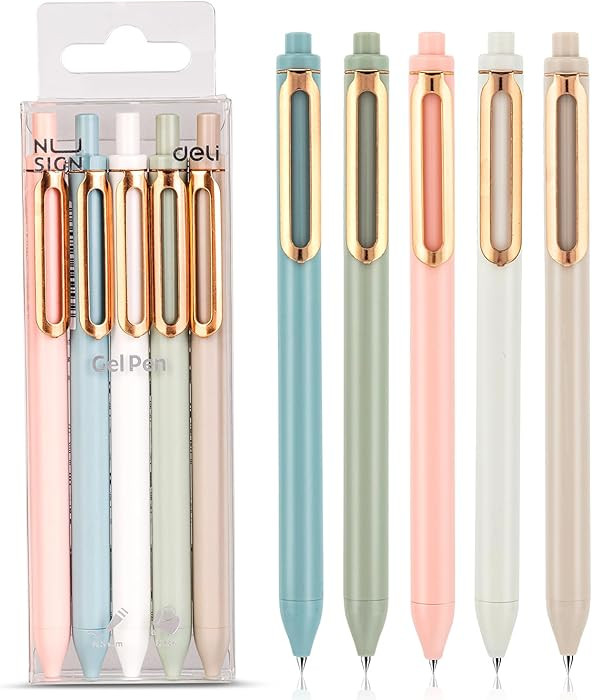 NUSIGN Gel Pens, 5 Pcs 0.5mm Retractable Quick Dry Black Ink Fine Point Rolling Ball Gel Pen, Smo... | Amazon (US)