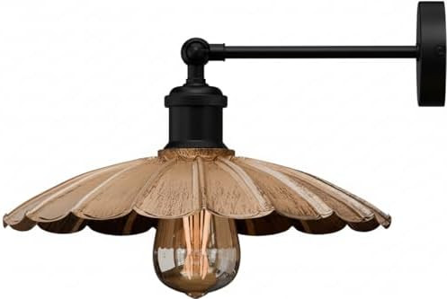 Vintage Industrial Scalloped Shade Metal Wall Sconce Lighting 180 Degree Adjustable Wall Lamp Fix... | Amazon (US)