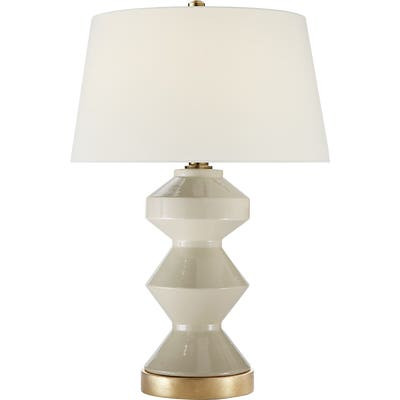 Weller Zig-Zag Table Lamp in Shellish Kiwi with Linen ShadeVisual Comfort | Visual Comfort