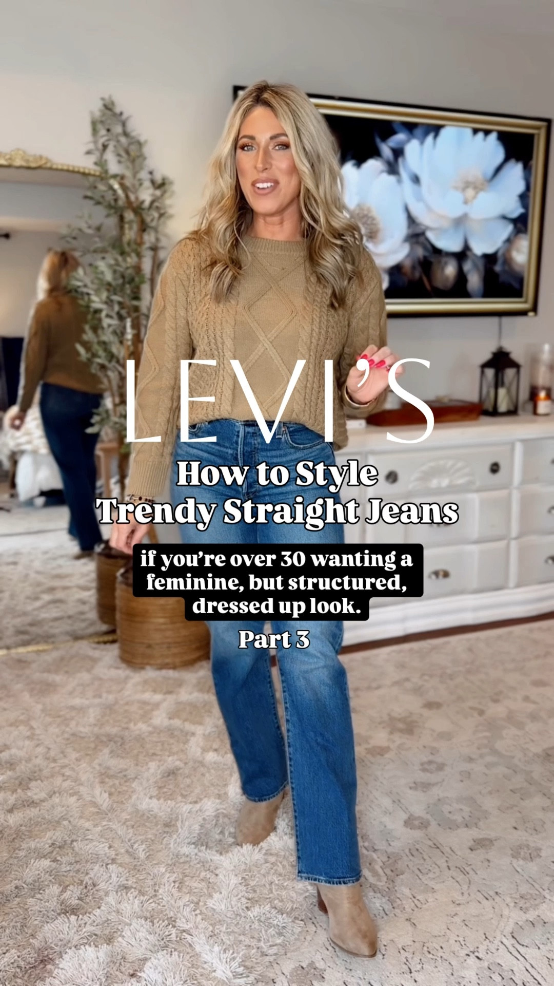 If you’re over 30, and still want to look trendy and in style, here’s how I would style these ribcage straight legged Levi’s. It’s giving mature, boss babe, but the neutral cable knit softens the look for a more feminine, everyday it girl. ✨

Oh… My teen girls are always stealing my clothes, so we must be doing something right🤭

👉 say, “LEVIS,” below, and I’ll send you a DM with all the details to 🛍️ or
👉 visit my LTK ( jackiemariecarr_ ) with all my feminine affordable outfits

straight jeans, dark wash jeans, Levi jeans, feminine style, over 30 fashion, everyday style, polished outfits, how to style jeans, wearable trends, elevated outfits, elevated casual style, neutral outfit #over30style #femininefashion #everydayoutfits #elevatedstyle #amazonfashionfinds 

#LTKootd #LTKgrwm #LTKU