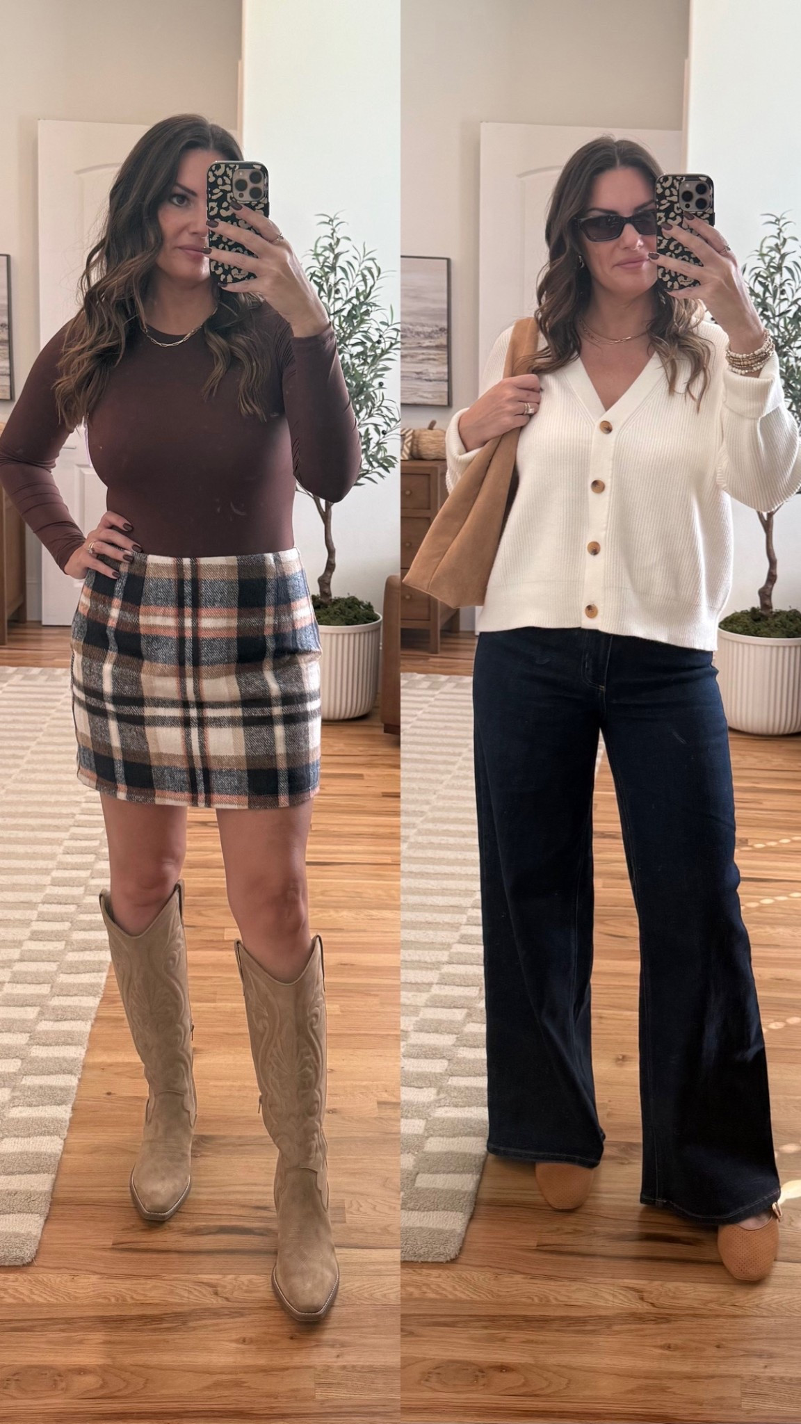 Fall Outfits 🍂 I have this plaid skirt in multiple colors! Size medium in both tops and skirt. I’m in a size 8 in the jeans. 

#Target #Amazon #falloutfits #cowboyboots #balletflats #cardigan #plaidskirt #amazonsunglasses #targetpurse

#LTKStyleTip #LTKFindsUnder50