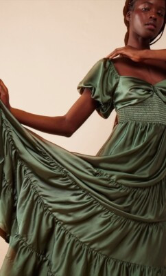 Free People Sundrenched Silky  Short-Sleeve Maxi Dress S | eBay US