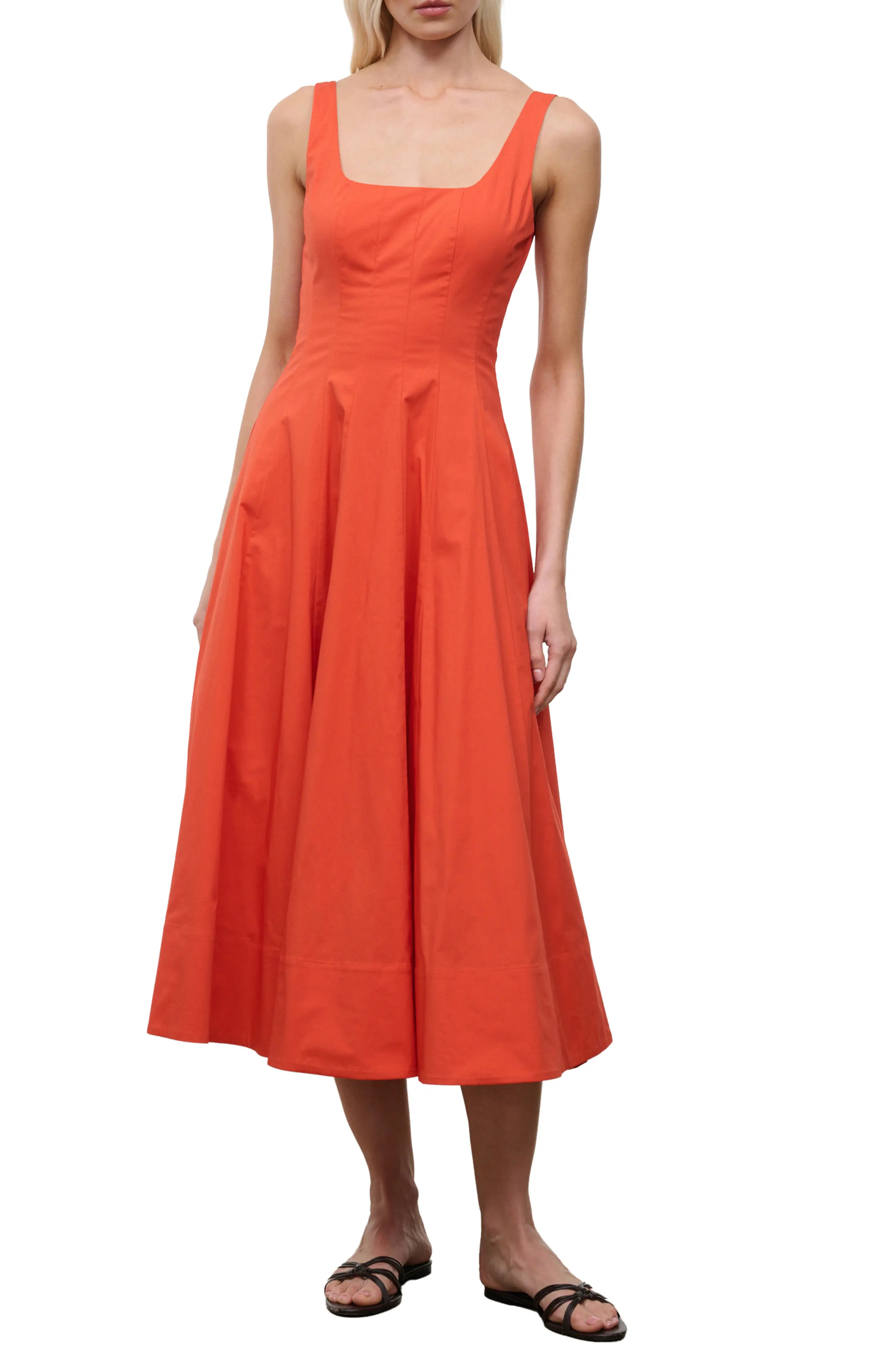 Wells Floral Stitch A-Line Midi Dress (Women) | Nordstrom | Nordstrom