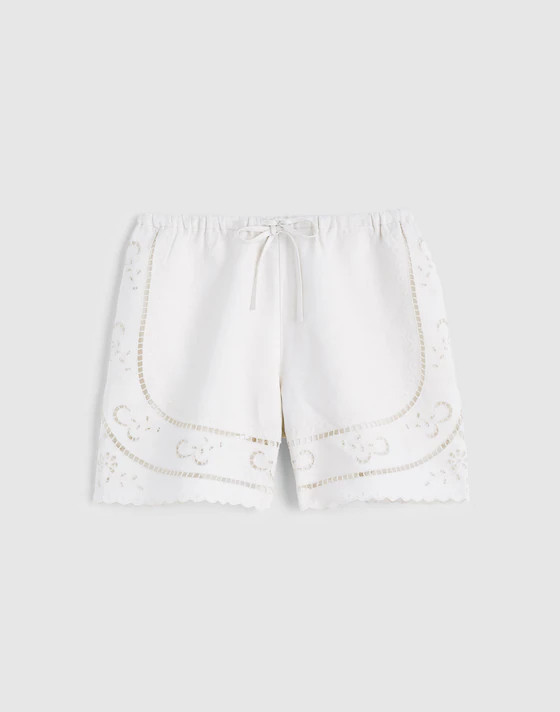 Eyelet Drawstring Shorts in 100% Linen | Madewell