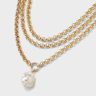SUGARFIX by BaubleBar Pearl Layered Necklace - Gold | Target