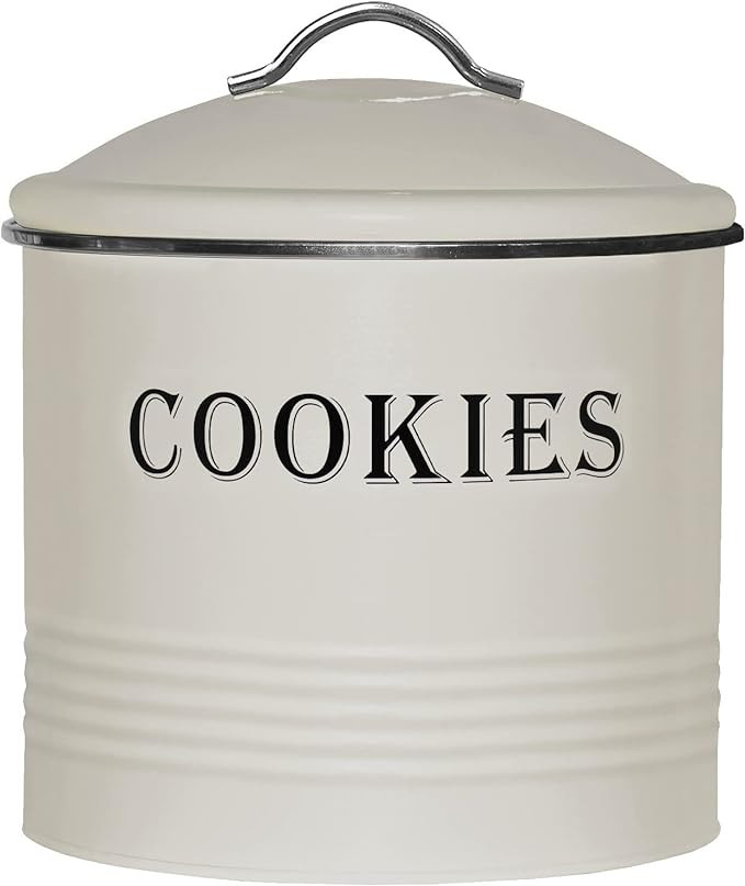 Blue Donuts Vintage Cookie Jar - Airtight Counter Cookie Container, Ivory Tin with Lid for Gift G... | Amazon (US)