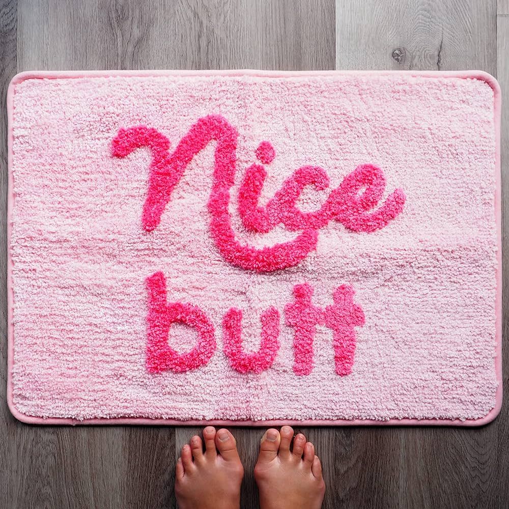 Nice Butt Bath Mat Pink Bum Funny Cute Bathroom Rugs Peach Blush Rug Shower Funny Bathroom Decor ... | Amazon (US)
