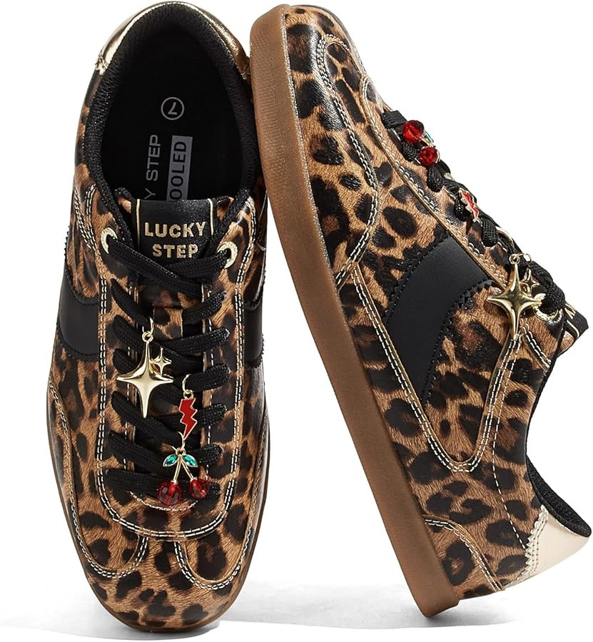 LUCKY STEP Women Classic Retro Sneakers Fashion Gum Sole Casual Faux Leather Walking Shoes Anti S... | Amazon (US)