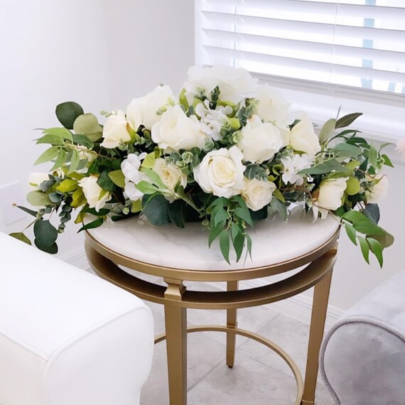 Ivory Floral Centerpiece Wedding Table Centerpiece - Etsy | Etsy (US)