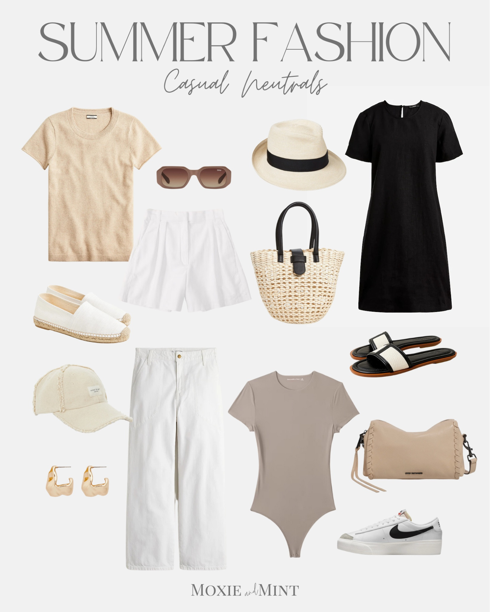 Neutral wardrobe / neutral summer outfits / neutral sandals / summer cross body / linen dress / linen shorts / white denim / straw tote / Abercrombie bodysuit

#LTKstyletip #LTKFind #LTKshoecrush