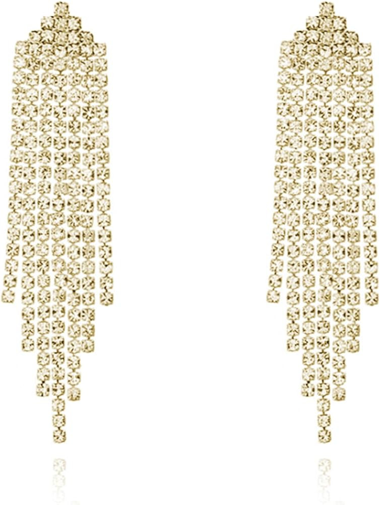 Rhinestone Earrings Dangling for Women Chandelier Statement Tassel Earrings Girls Silver Sparkly ... | Amazon (US)