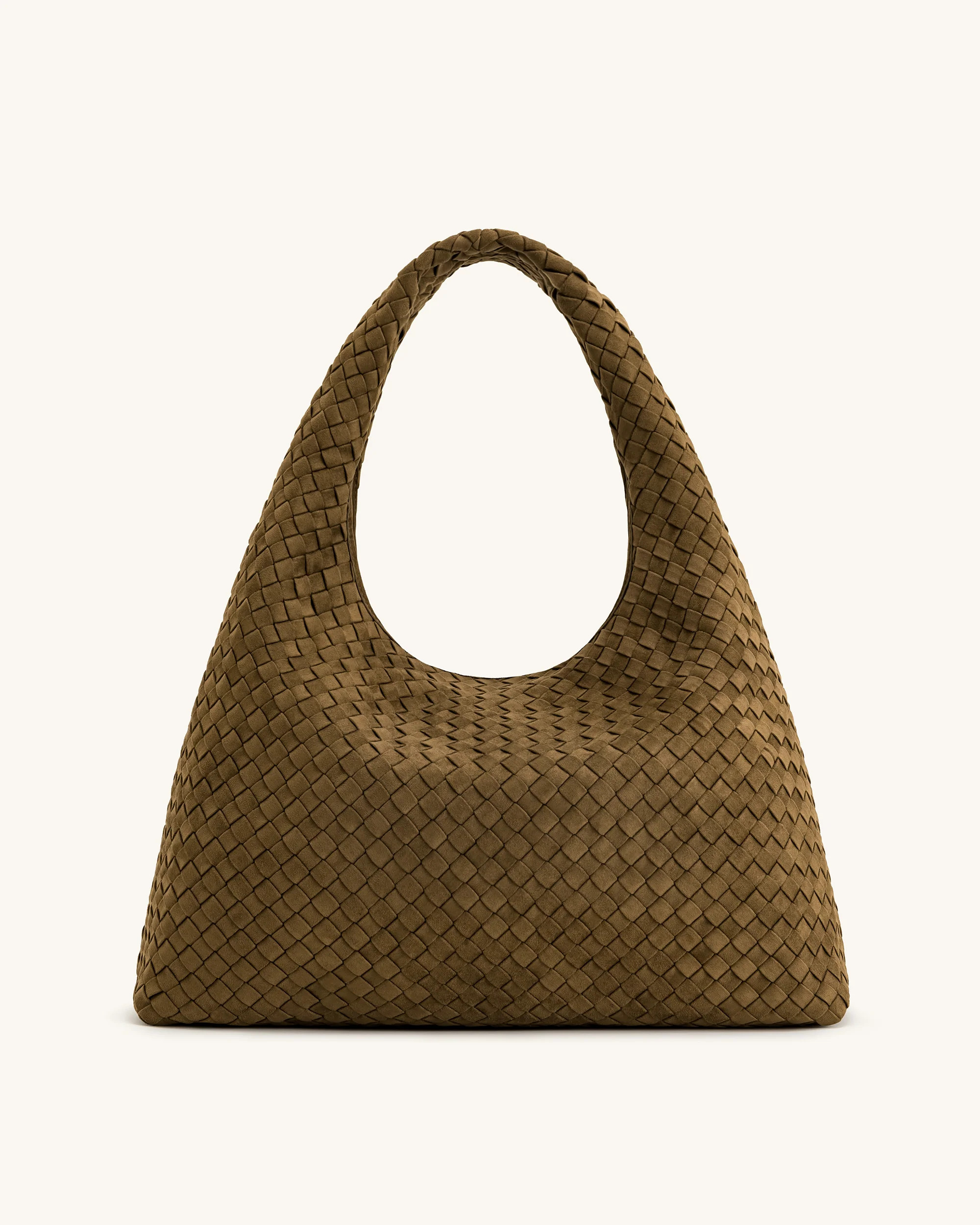 Iaura Faux Suede Woven Shoulder Bag - Olive Green | JW PEI US